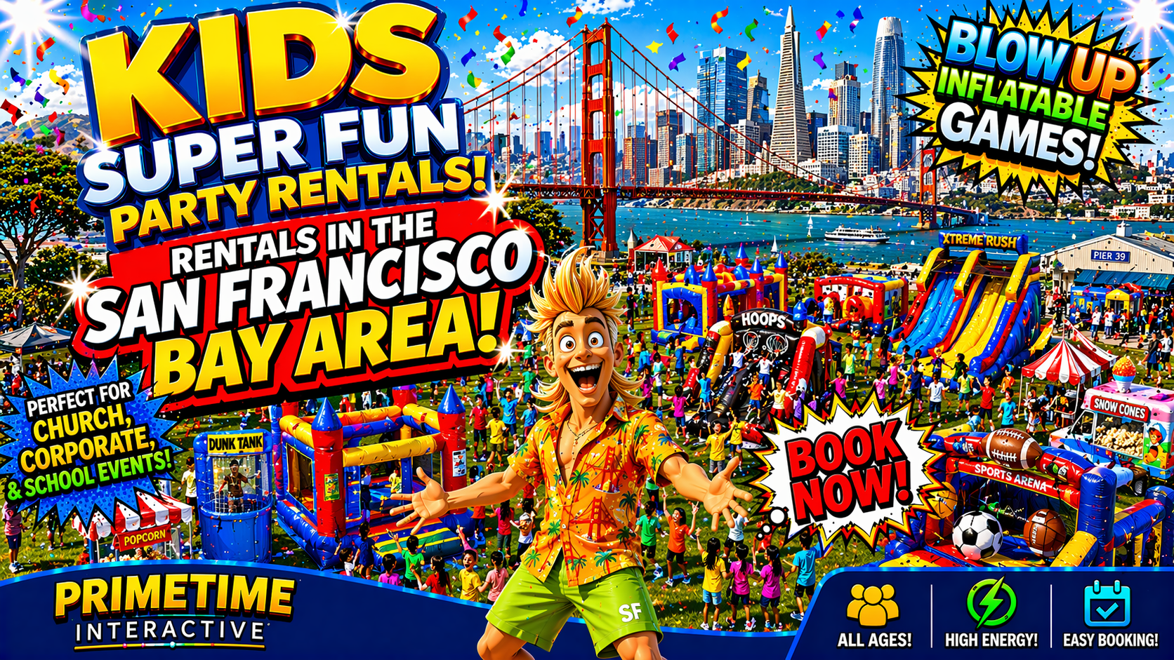 Prime Time Interactive northern california and bay area kids fun items party rental inflatable games bounce houses and ideas for kids teens adults children's special events