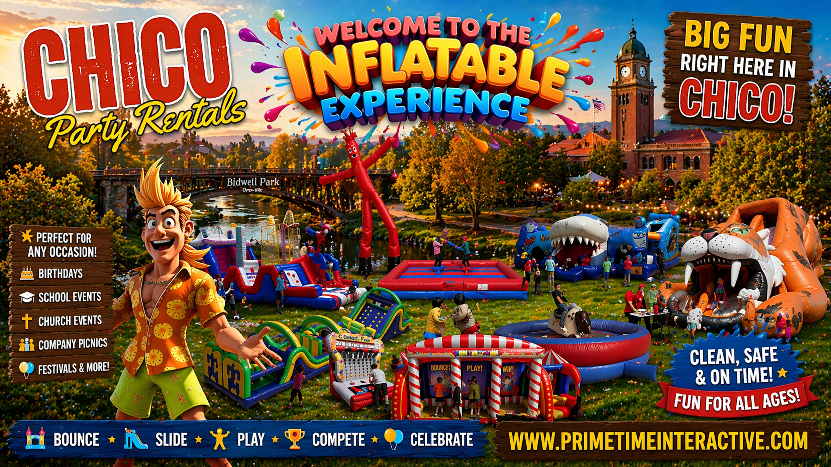 chico Prime Time Interactive northern california and bay area kids fun items party rental inflatable games bounce houses and ideas for kids teens adults children's special events