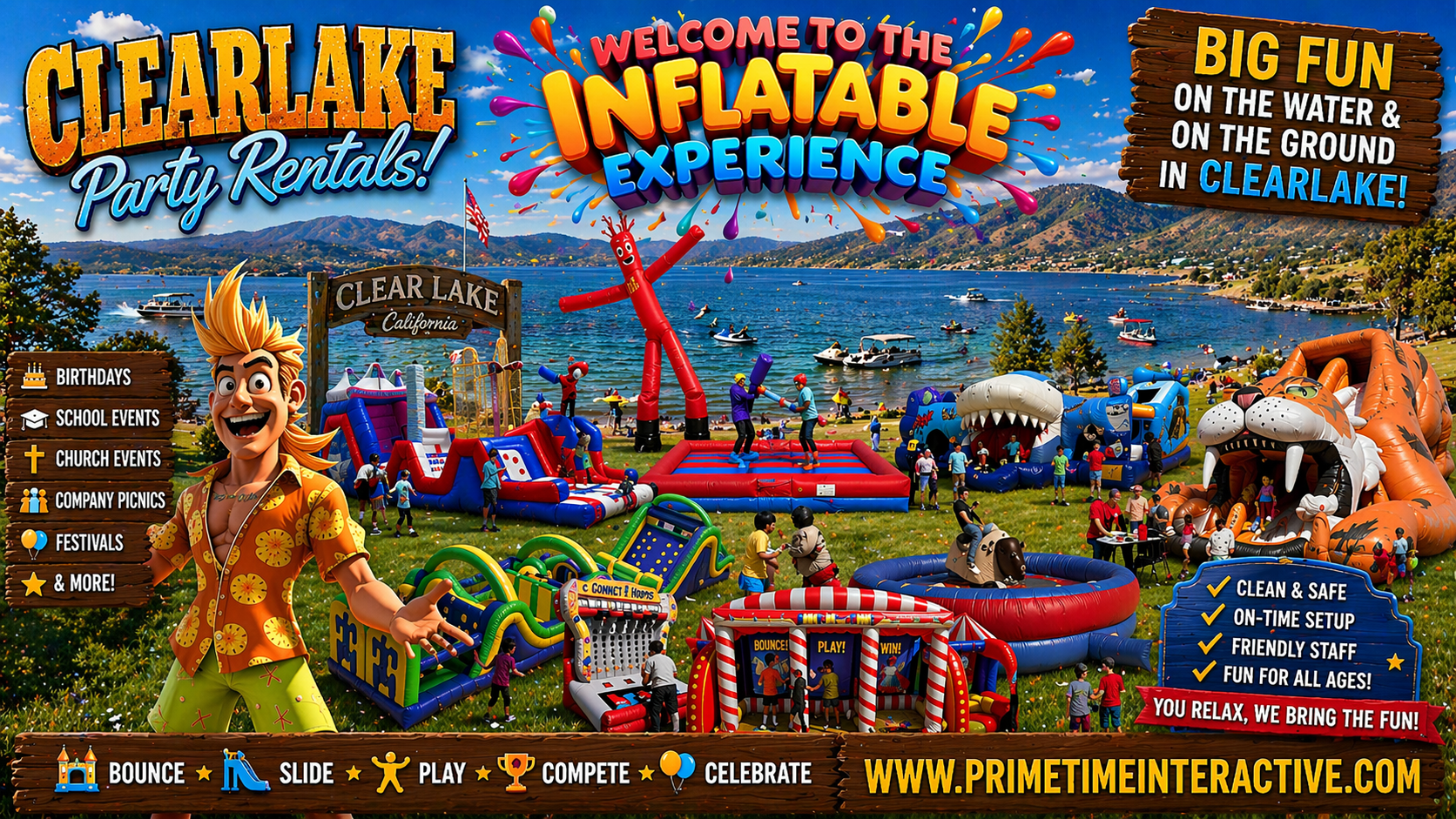 clearlake Prime Time Interactive northern california and bay area kids fun items party rental inflatable games bounce houses and ideas for kids teens adults children's special events
