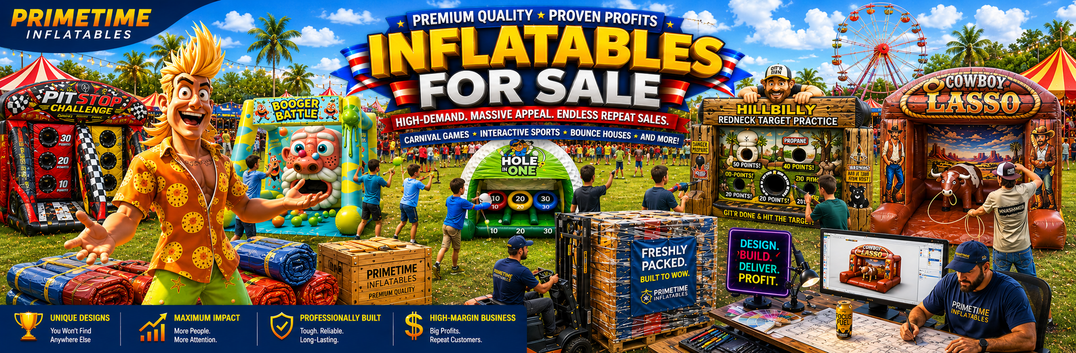 Inflatable Games for Sale Commercial Interactive Sports Carnival Games bounce houses for sale Prime Time Interactive