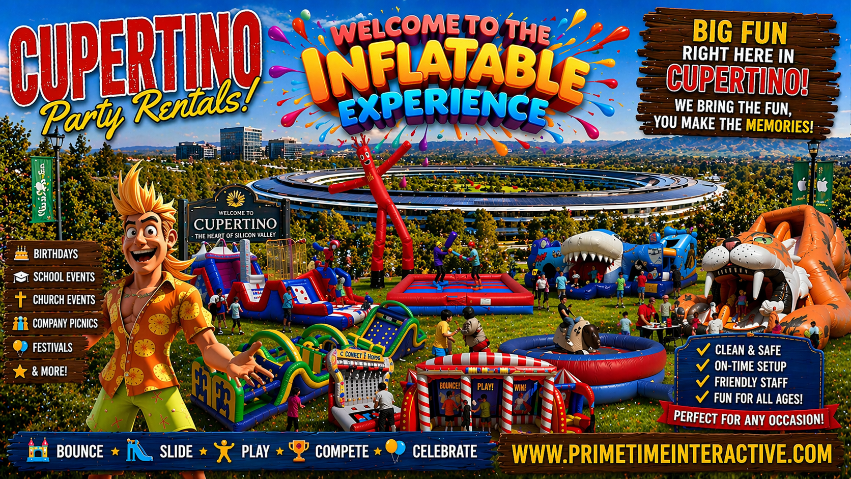 Cupertino Prime Time Interactive northern california and bay area kids fun items party rental inflatable games bounce houses and ideas for kids teens adults children's special events