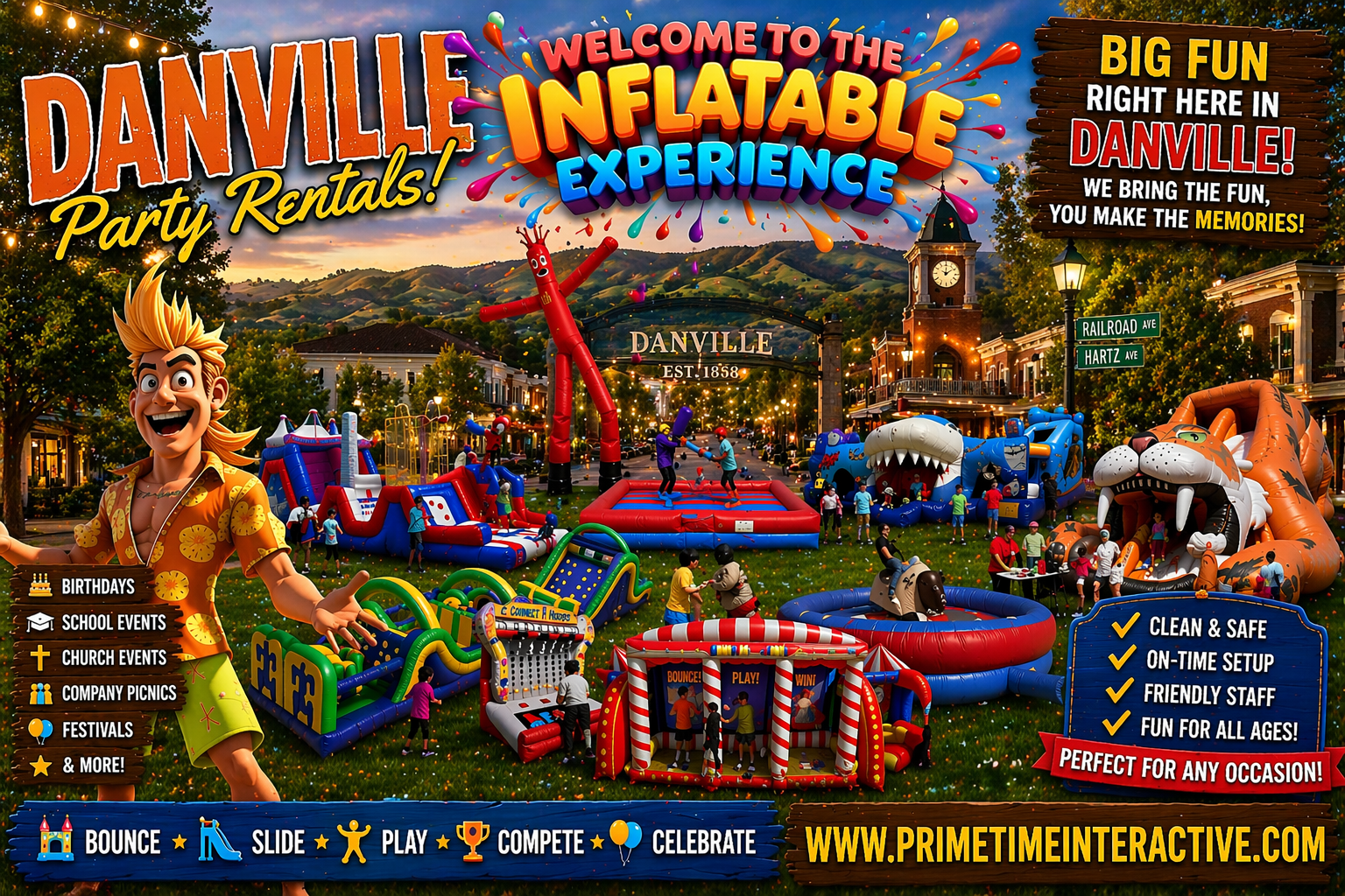 Danville Prime Time Interactive northern california and bay area kids fun items party rental inflatable games bounce houses and ideas for kids teens adults children's special events