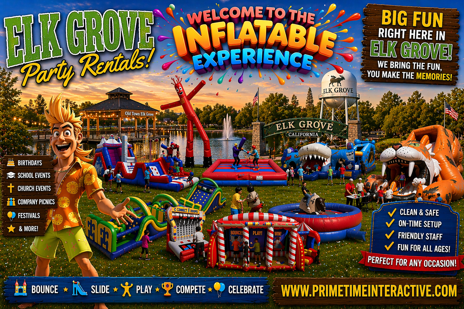 Elk Grove Prime Time Interactive northern california and bay area kids fun items party rental inflatable games bounce houses and ideas for kids teens adults children's special events