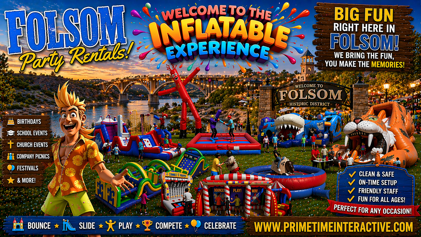 Folsom Prime Time Interactive northern california and bay area kids fun items party rental inflatable games bounce houses and ideas for kids teens adults children's special events