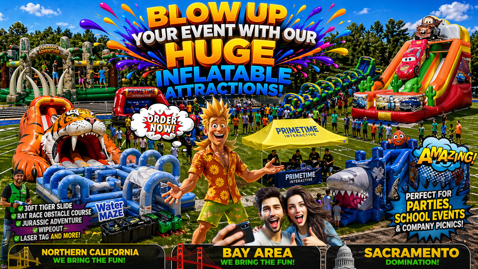 Prime Time Interactive Inflatable Attractions for Rent