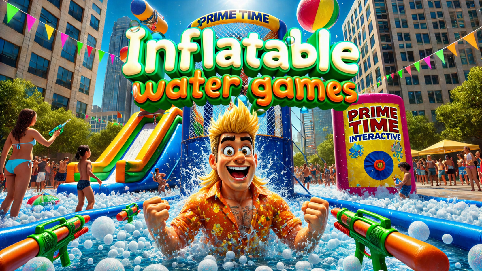 inflatable water games and water slide, slip n slides, dunk tank and foam party rentals in northern california