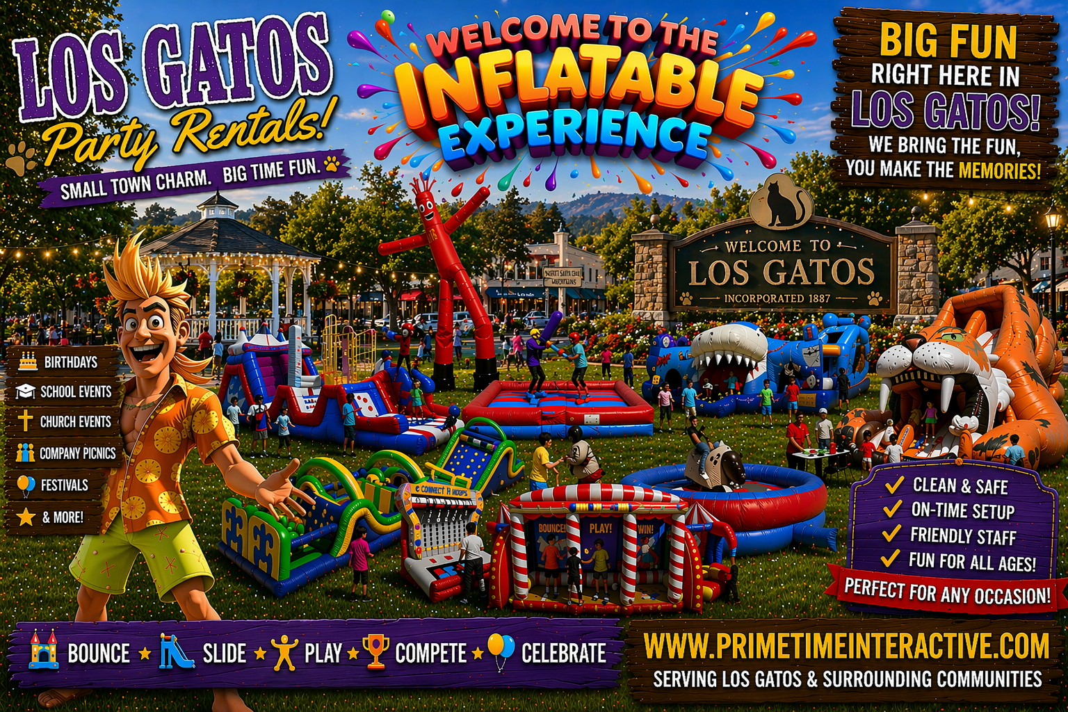 Los Gatos Prime Time Interactive northern california and bay area kids fun items party rental inflatable games bounce houses and ideas for kids teens adults children's special events