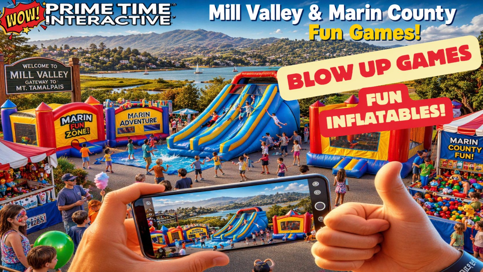 mill valley Prime Time Interactive northern california and bay area kids fun items party rental inflatable games bounce houses and ideas for kids teens adults children's special events