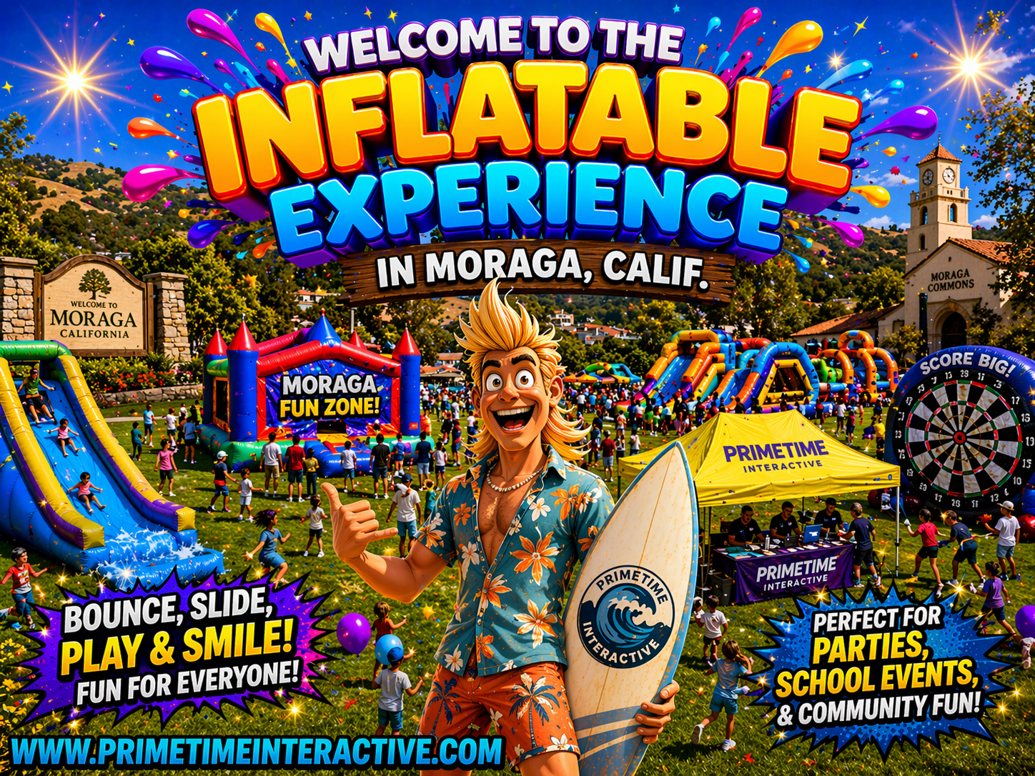 moraga Prime Time Interactive northern california and bay area kids fun items party rental inflatable games bounce houses and ideas for kids teens adults children's special events