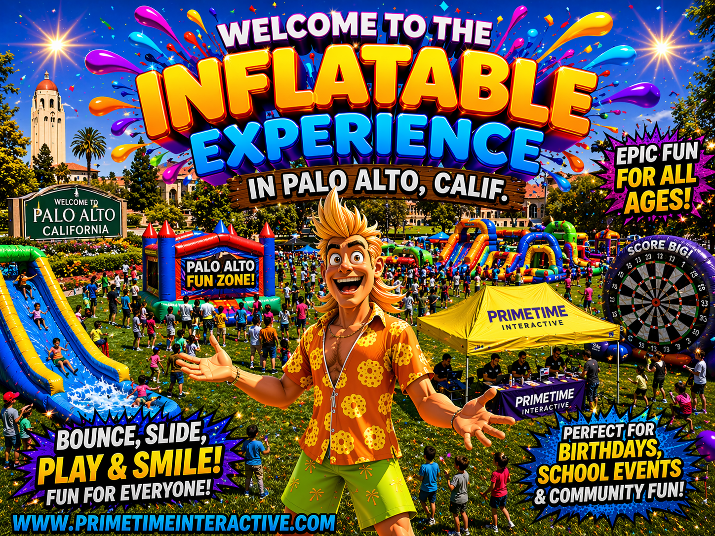 Palo Alto Prime Time Interactive northern california and bay area kids fun items party rental inflatable games bounce houses and ideas for kids teens adults children's special events