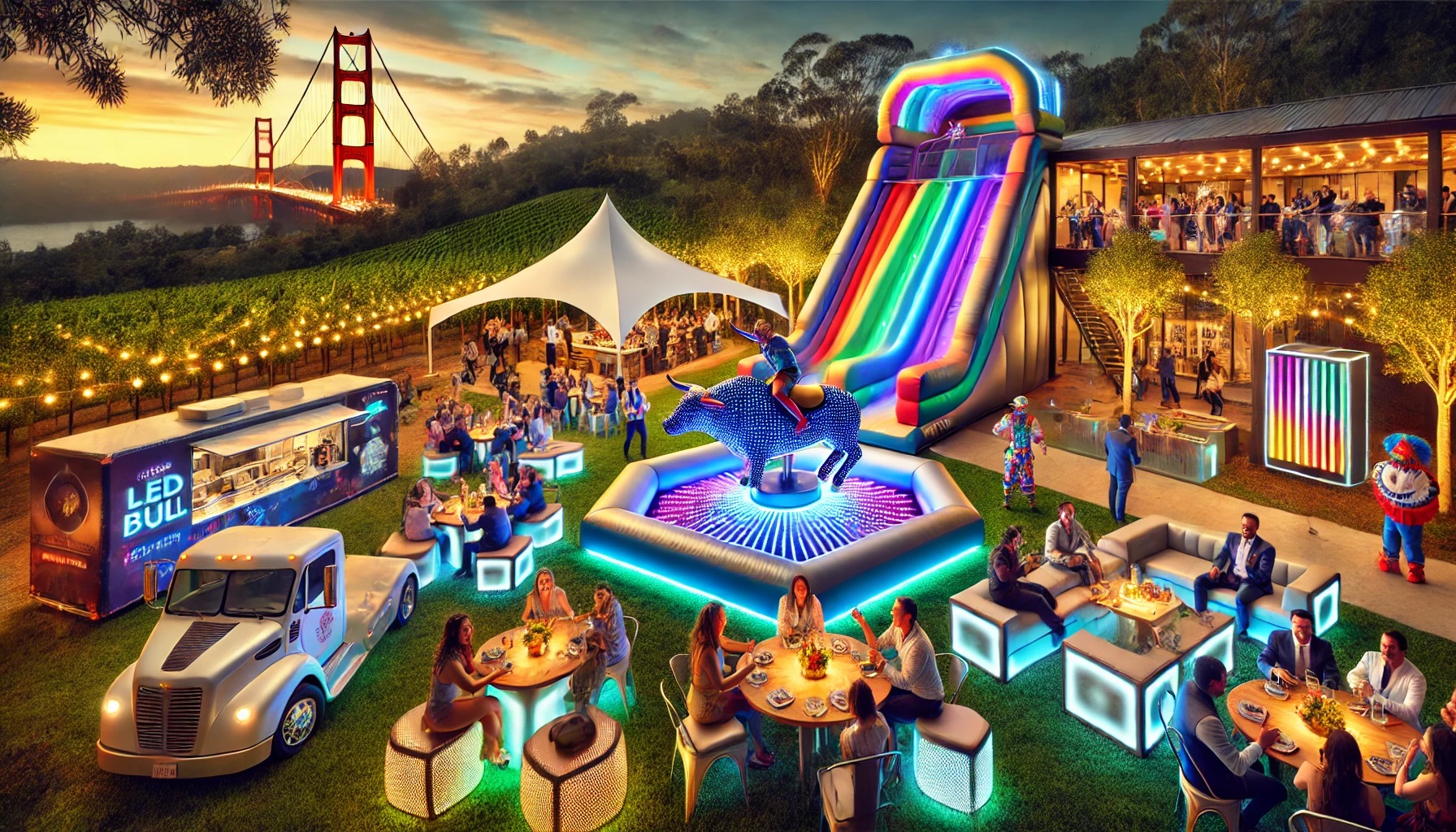 Party rentals ideas prime time interactive inflatable games party rentals bounce houses sports games carnival games event party supplies kids teens adult for rent in bay area northern california