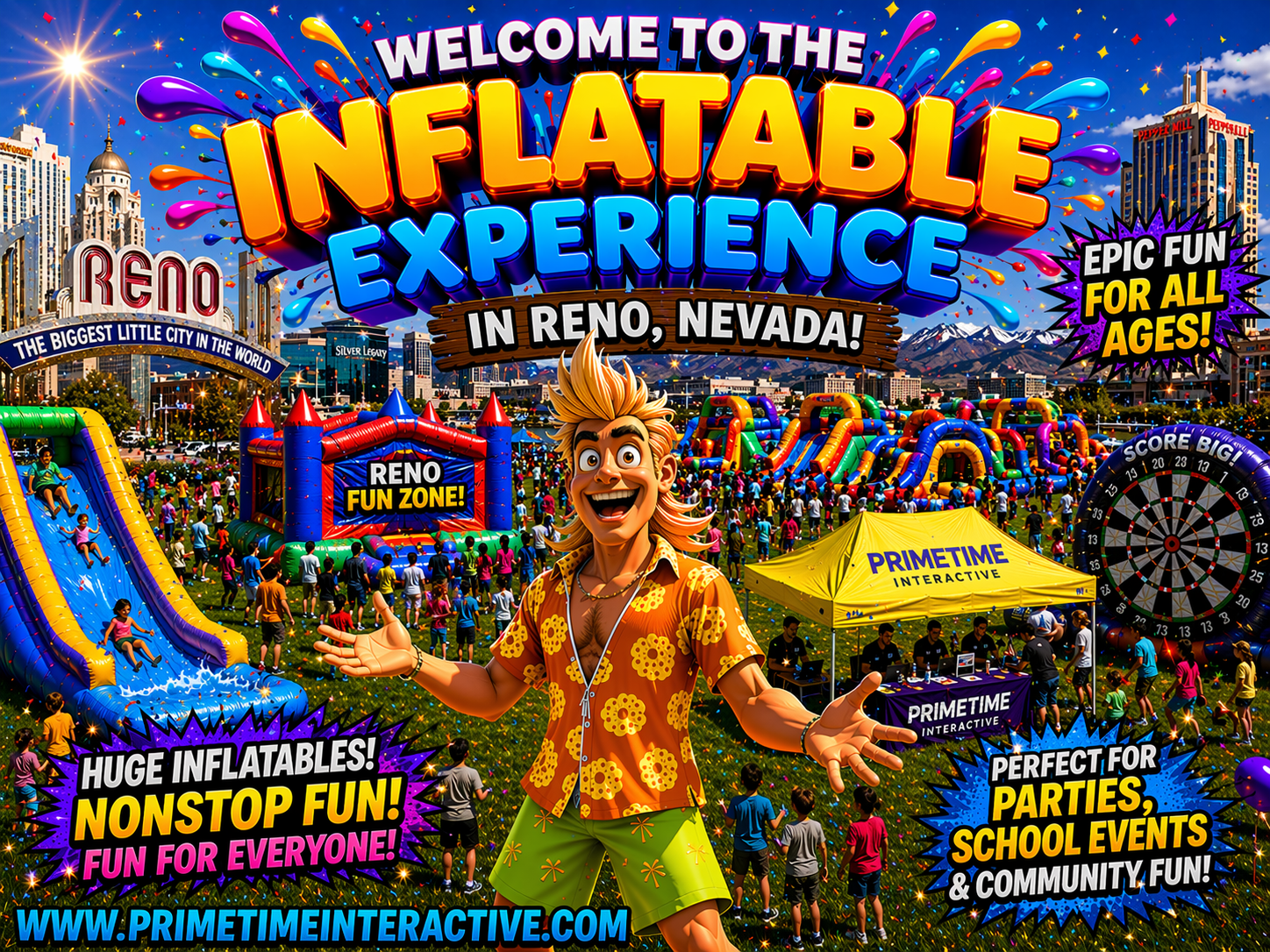 reno Prime Time Interactive northern california and bay area kids fun items party rental inflatable games bounce houses and ideas for kids teens adults children's special events