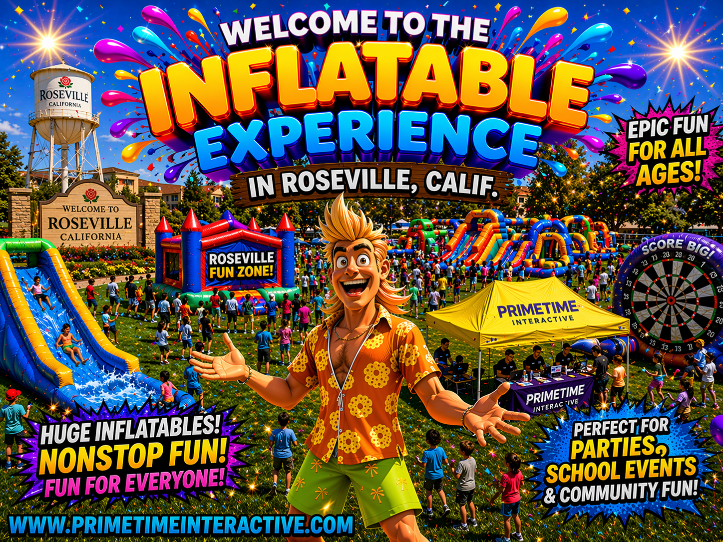 roseville Prime Time Interactive northern california and bay area kids fun items party rental inflatable games bounce houses and ideas for kids teens adults children's special events
