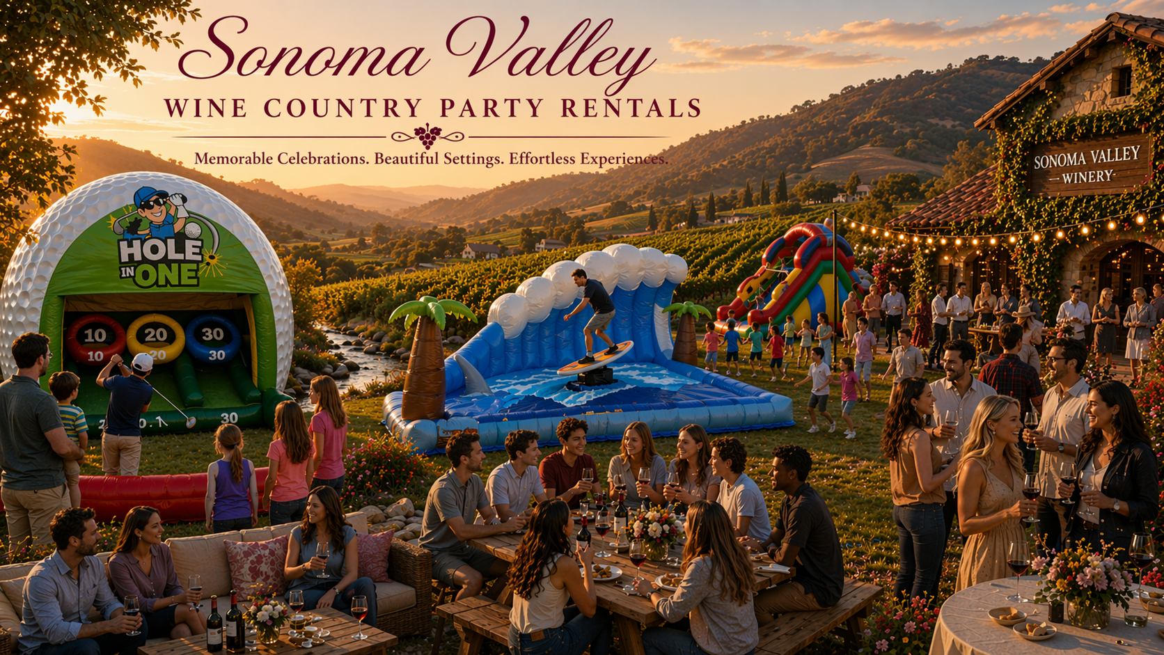 Sonoma Wine Country Prime Time Interactive northern california and bay area kids fun items party rental inflatable games bounce houses and ideas for kids teens adults children's special events
