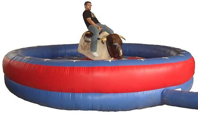 mechanical bull rental american red white blue round