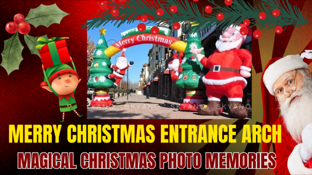 christmas entry arch with santa clause