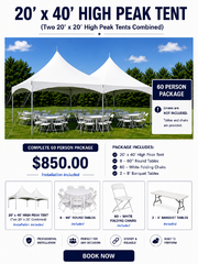 20 x 40 High Peak Tent – 60 Person Package