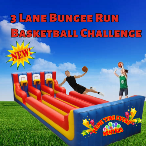 3 Lane Bungee Run Basketball Challenge 