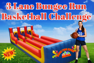 3 Lane Bungee Run Basketball Challenge 