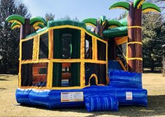 Jungle Bounce House with Slide and Pop Up Obstacles