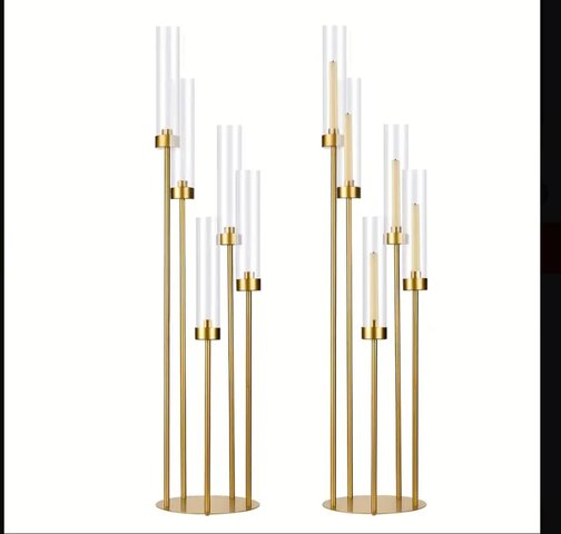 Gold Round Base Candle Stand