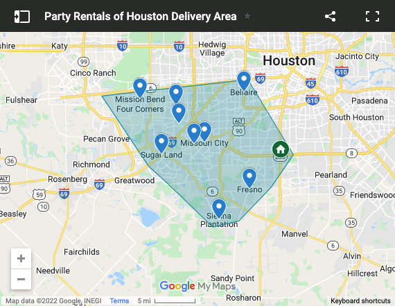 Inflatable rentals delivery area map 