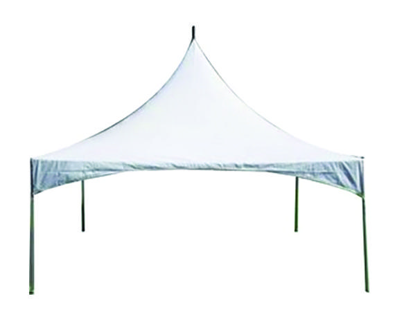 20x20 High Peak Frame Tent Package. 40 brown chairs and 4 tables.