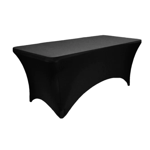 RECTANGULAR 8 FT SPANDEX TABLE COVER BLACK 