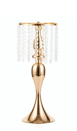 Gold Vase for Centerpieces with Chandelier Crystals