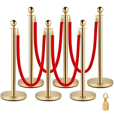 6 gold stanchion with red ropes