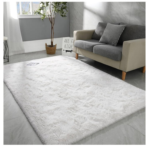 8x10 Super Soft Fluffy Rug, Cream White 