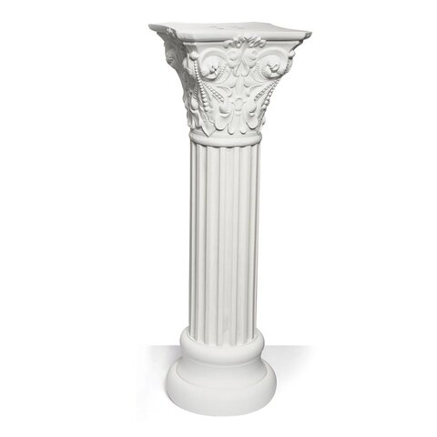 White Height Adjustable Empirical Roman Inspired Pedestal Column Plant Stand - PVC