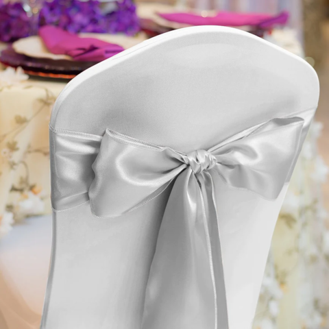 Standard Satin Chair Sash -Silver