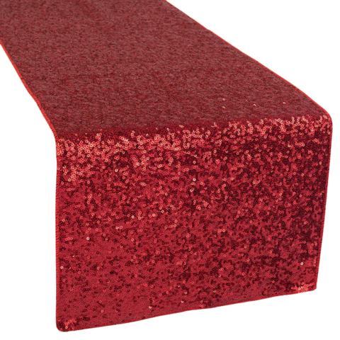 Burgundy Glitz Sequin Table Runner