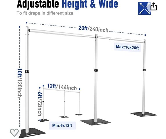 Pipe and Drape. 10 -12 FTX20FT Double Crossbar