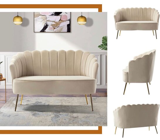 Tan/Ivory Loveseat