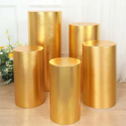 Metal Cylinder Pedestal Display Stands 5 pcs/set - Gold