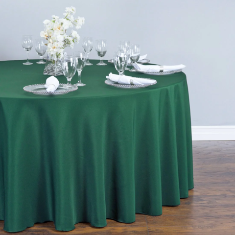 108 In. Green Round Polyester Tablecloth