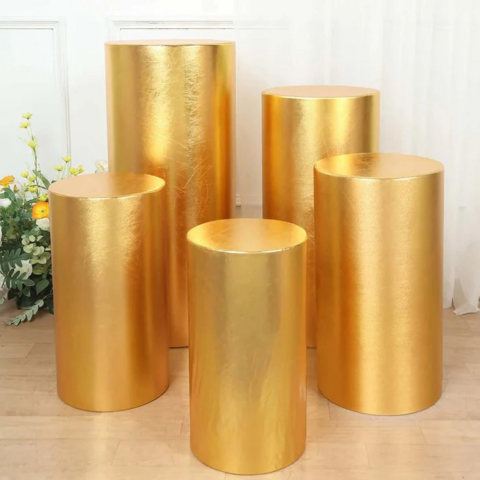 Metal Cylinder Pedestal Display Stands 5 pcs/set - Gold