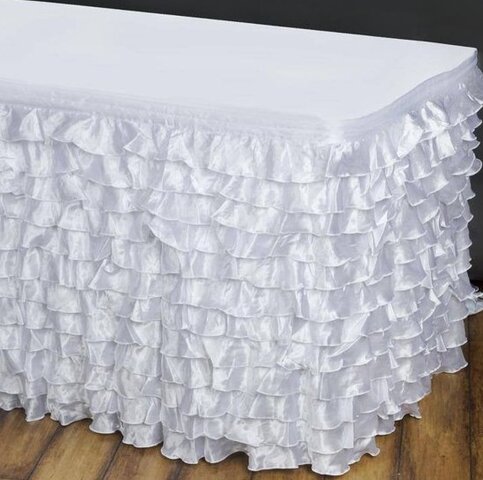 Ruffle Table Skirt Satin White