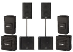 4000 watt Speaker Pair with Tripods and Subwoofers