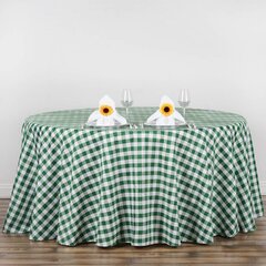 Plaid Green and White 120 round linen