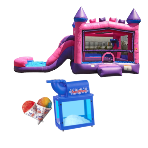 Pink Combo 4 in 1 Waterslide w/ Snow Cone Machine 