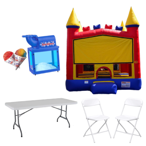 Fun House Castle 13'x13' + Snow Cone Machine + 16 Chairs & 2 Tables 