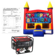 Happy Birthday 13'x13' Fun House Castle + Generator + Insurance Certificate
