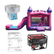 Pink Combo 4 in 1 Dry Bouncer  + Cotton Candy Machine + Generator + Insurance Certificate 