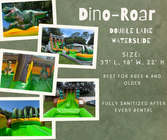 Dino-roar 22' Double Lane Waterslide