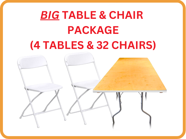 Big Table and Chair Package (4 tables and 32 chairs)