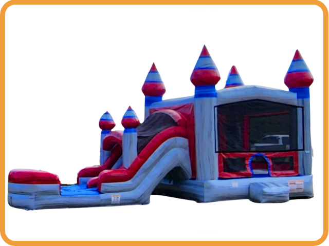 Titan Double Lane Bounce house with Dry slide