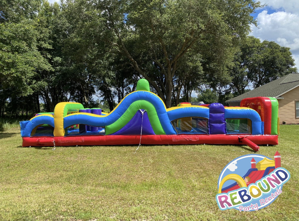 40 ft dry double lane obstacle course with Rebound Party Rentals